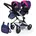 Design Zwillingspuppenwagen Puppenwagen höhenverstellbar zusammenklappbar integrierter Einkaufskorb kompatibel EasyGo blau Einhornmotiv u Herzenmuster 46 cm