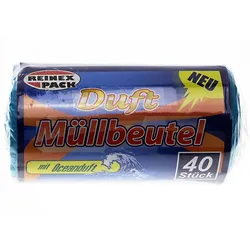 Müllbeutel Reinex Duft Müllsack Oceanduft 10 L 40 Stück, mit dezemten Duft, Stärke 9,5 my, mit Tragegriff