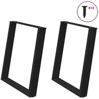 VidaXL Esstischbeine U-Form 2 Stk. Schwarz 70x(72-73) cm Stahl