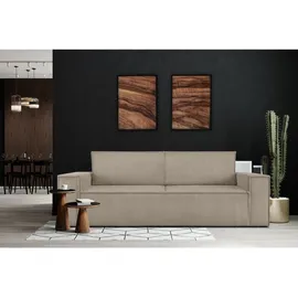 Konsimo Napi Sofa 3 Sitzer, Mit Schlaffunktion, in Pet Friendly Cord-stoff, Beige, - Konsimo®
