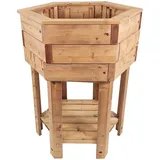 NATIV Pflanzkasten aus Holz 6eckig, 80 cm hoch, Blumenkübel mit Füßen, Pflanzgefäß