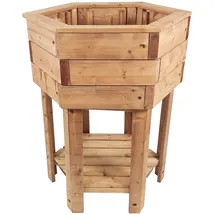 NATIV Pflanzkasten aus Holz 6eckig, 80 cm hoch, Blumenkübel mit Füßen, Pflanzgefäß