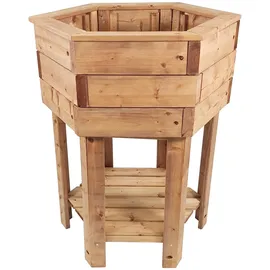 NATIV Pflanzkasten aus Holz 6eckig, 80 cm hoch, Blumenkübel mit Füßen, Pflanzgefäß