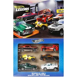 Hot Wheels Die-Cast-Spielzeugautos und -Trucks im Maßstab 1:64, Set mit 6 HW Legends-Fahrzeugen (Stile können abweichen)