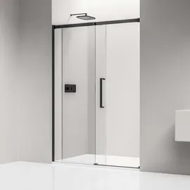 Bernstein Nischendusche mit Schiebetür Soft-Close DX906 FLEX Schwarz matt - 8 mm Nano Echtglas -1000mm