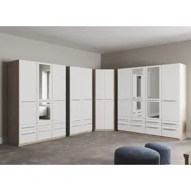 Priess Kleiderschrank PRIESS "Schrank Garderobe Wäscheschrank Barcelona in 5 Breiten", weiß (struktureichefarben hell, weiß), B:140cm H:193cm T:54cm, Holzwerkstoff, Schränke, Kleiderschrank, viel Stauraum, geräumige Schubkästen, mit Spiegel, MADE IN GERMANY