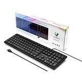 Lacerto® | Bilinguale Russisch-Deutsche beleuchtete Tastatur, USB, Spritzwassergeschützt, Deutsch + Russisch, Russian-German Illuminated Multimedia Keyboard | SPECTRUM-DR500