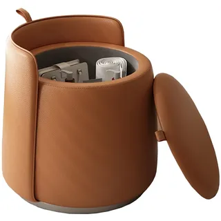 Giznxba Runder gepolsterter Ottomane mit Stauraum, 360 ° drehbar, Leder-Ottomane, Fußstütze für Couch, Schminktisch-Hocker, Fußstütze mit Deckel, Ottomane, Stuhl für Wohnzimmer, Pouf, Fußstütze,