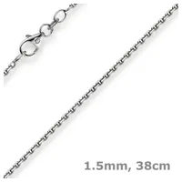 Schmuck Krone Goldkette 1,5mm Ankerkette aus 585 Weißgold, 38cm, Gold 585 silberfarben
