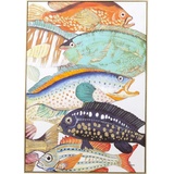 Kare Bild Touched Fish Meeting Two, Leinwandbild, Wanddekoration, Baumwollleinwand, Massivholz Rahmen, handgemalte Details, 100x75x3,5cm