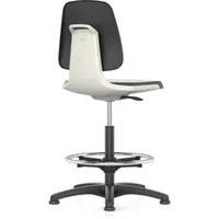 Bimos Arbeitsdrehstuhl Labsit Bodengleiter+Fußring Sitzschale weiß Integralschaum schw