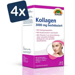 SUNLIFE Kollagen Sticks Kollagenpeptide und Hyaluronsäure 3000mg - 4er Pack