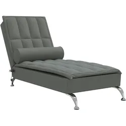 vidaXL Massage-Chaiselongue mit Nackenrolle Dunkelgrau Stoff