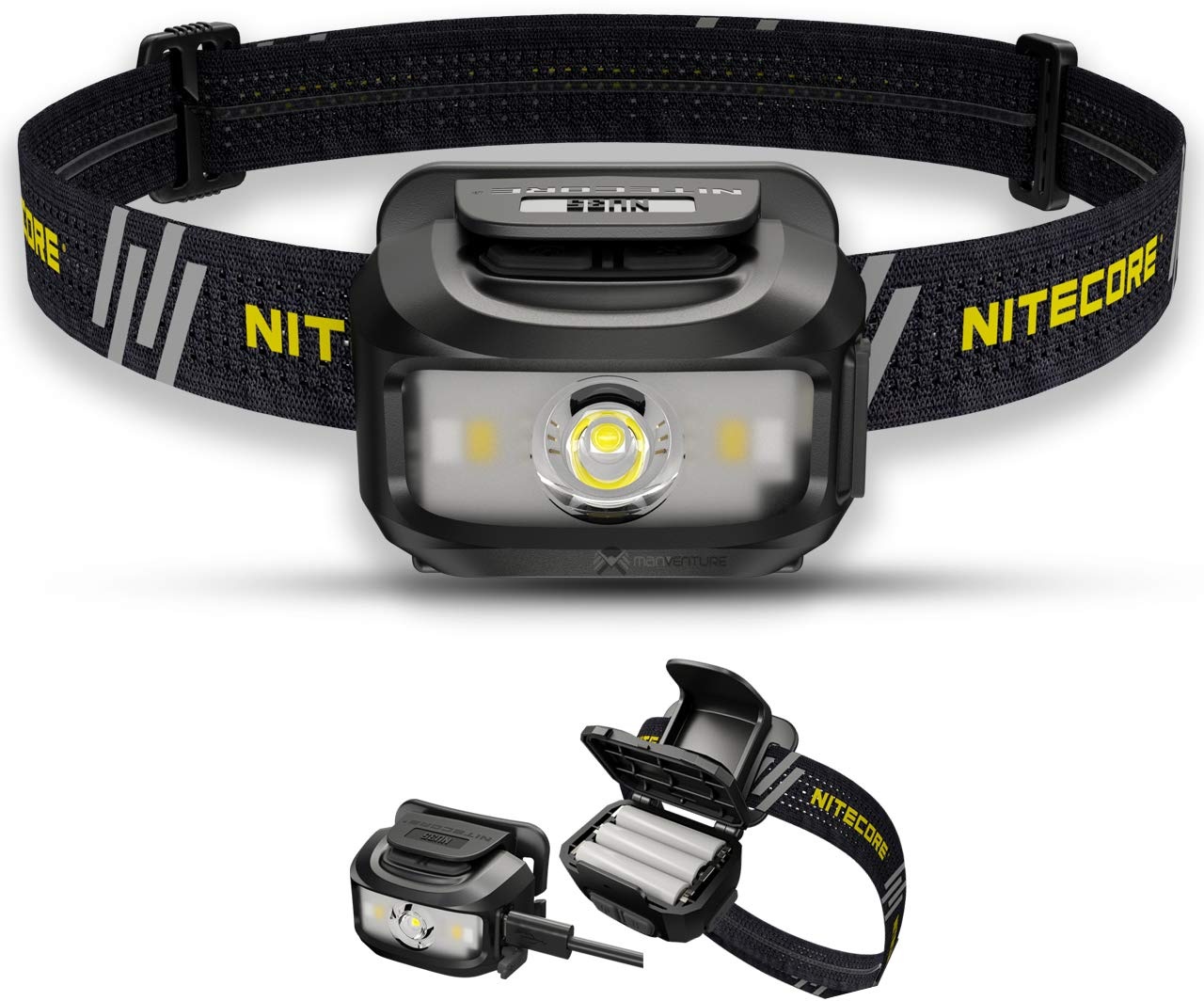 Nitecore NU35 Stirnlampe LED Wiederaufladbar - Dual Power Hybrid - LED 460 Lumen - IP66 Wasserdicht/Stirnlampe Rotlicht ([ SCHWARZ ])