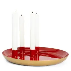 Adventskerzenhalter Metall rot 12742 26x3x26cm