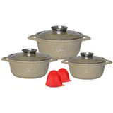 *Platinum Topf-Set Kochgeschirr 6 tlg Induktion Aluguss Topf Kochtopfset Silikongriffe beige