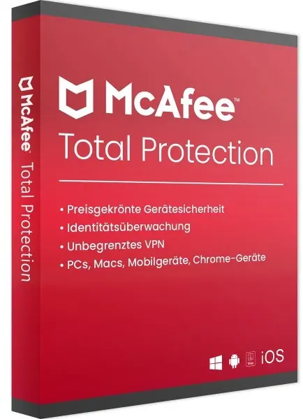 McAfee Total Protection & VPN 2025 | 1 Gerät | 3 Jahre | Jetzt günstig kaufen