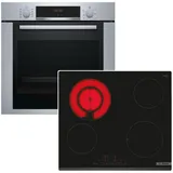 Bosch Einbaubackofen + Glaskeramikkochfeld autark 60 cm Teleskopauszug