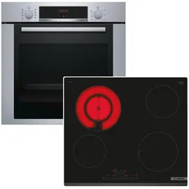 Bosch Einbaubackofen + Glaskeramikkochfeld autark 60 cm Teleskopauszug