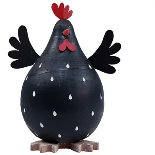 Viana Osterhase Deko Huhn Schwarz Holzdeko Henne Osterdeko Tischdeko 13cm
