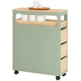 SoBuy Badezimmerschrank mit 3 Schubladen Nischenschrank 24x82x65cm Grün BZR54-GR