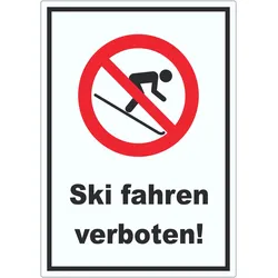 Ski fahren verboten Aufkleber A7 (74x105mm)