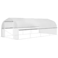 Outsunny Gewächshaus 6 x 3 x 2 m Foliengewächshaus mit 8 Fenster & Tür, Aufrollbar Seitenwänden, UV-beständiger Folientunnel Tomatenhaus mit verzinkten Stahlrahmen, Weiß   Aosom