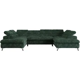 MKS Meble Ecksofa Cord U-Form 2-Sitzer Grün