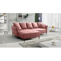 Fun Möbel Ecksofa Schlafsofa Sofa SADIE Stoff Element Altrosa Ottomane Links - Rosa