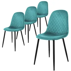 ML-Design 4er Set Petrol, Küchenstuhl mit Samtbezug