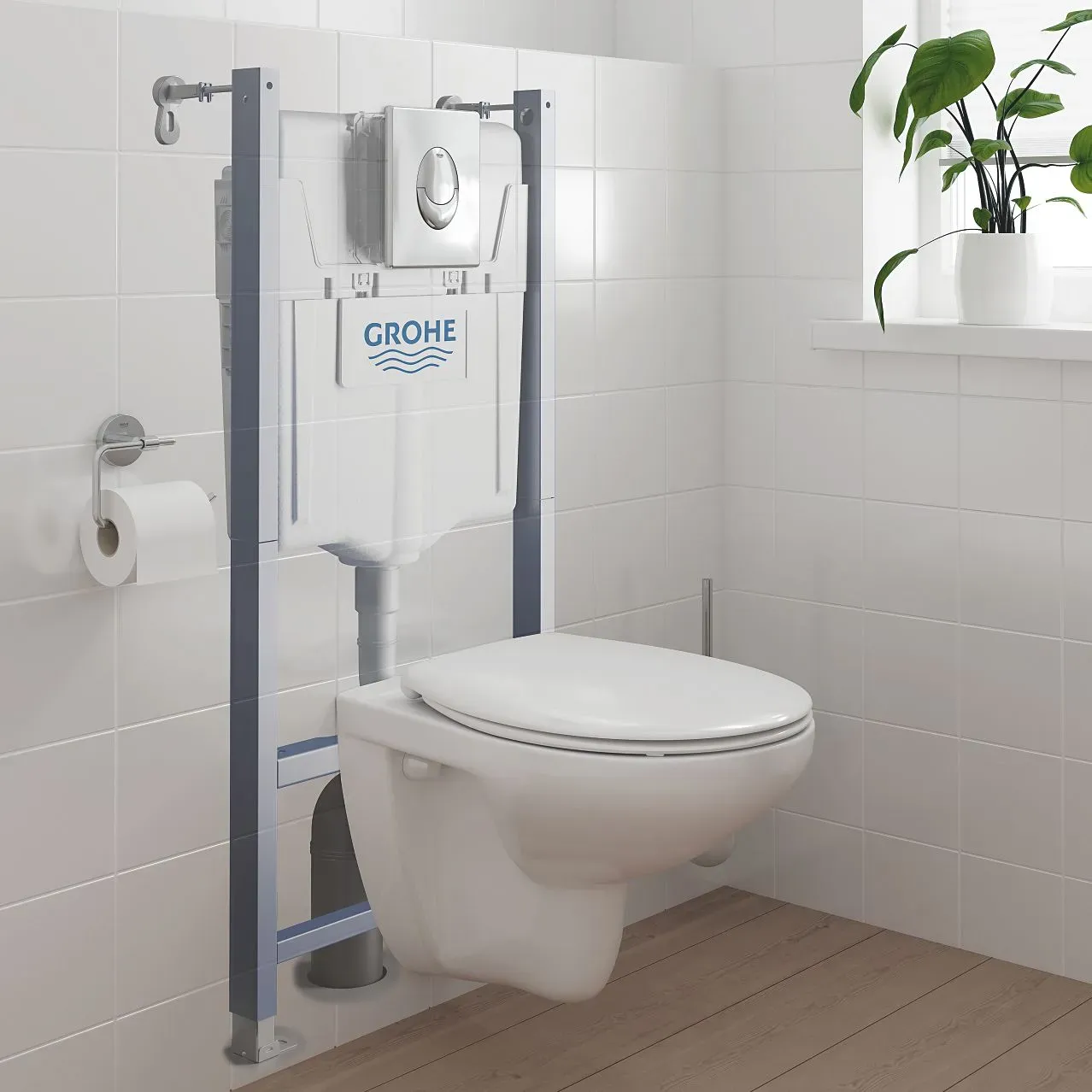 GROHE Solido 5 in 1-Set für Wand-WC mit Bau-Keramik, Bauhöhe 113,5 cm