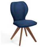 Niehoff Sitzmöbel Colorado Trend-Line Design-Stuhl Wild-Nussbaum/Polyester - 180° drehbar Nirvana dunkelblau