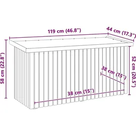 vidaXL Gartenlagerbox mit Speicher 119 x 44 x 58,5 cm Braun