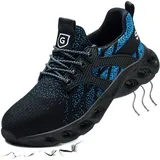 YEKOYIOO Arbeitsschuhe Herren 43 EU Stahlkappenschuhe Herren Leicht Sicherheitsschuhe Herren Sportlich Arbeitsschutzschuhe Bequem Dämpfung Sportlich Schwarz Blau - 43 EU