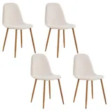 HOME DECO FACTORY, HD7673, Set mit 4 Poesie-Stühlen mit Beinen aus Holzimitat und Metall, Möbel, Sitz, Tischsessel, 50 x 86 x 44 cm, Sitzhöhe 47 cm, Beige, Braun, Orange, Rosa