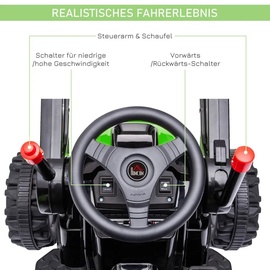 Homcom Kinder Elektrobagger Sitzbagger für Kinder Aufsitzbagger Geländewagen Traktor elektrisch zum Fahren mit Musik Schaufel Armen 3–5 Jahre P...