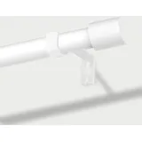 Weiß Gardinenstange, 76-280cm Gardinenstange mit Kappenknäufen mit Halterungen, Beschläge-Set aus Edelstahl, 16 mm Durchmesser Gardinenstange Verstellbare Dekorative für Schlafzimmer,Balkon