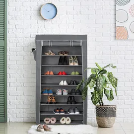 Relaxdays Schuhschrank 86 x 158 x 30 cm 9 Fächer anthrazit