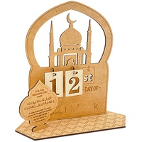 XQMMGO Ramadan Kalender aus Holz,31 Tage Countdown-Kalender,Ramadan Adventskalender Eid Home-Party-Dekoration(A)