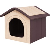 Hundehütte Hundehöhle Hundebett Hundehaus Katzenhöhle Tierbett XL - 60x55 cm beige mit braun