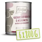 MjAMjAM - Premium Nassfutter für Hunde - kulinarischer Hirsch & Wildschwein an Preiselbeeren, 6er Pack (6 x 800 g), getreidefrei mit extra viel Fleisch