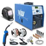 VECTOR WELDING MIG MAG Schweißgerät 225 A, Fülldraht Schweissgerät SET, Inverter Schutzgasschweißgerät mit 225 Ampere & Elektrodenschweißfunktion, Auto. Drahtvorschub, 2&4 Takt