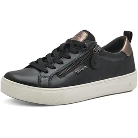 TAMARIS COMFORT Damen Sneaker flach mit Reißverschluss Freizeit, Schwarz (Black), 40 EU