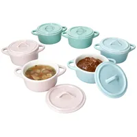 Mambocat 6er Set Emilia Mini-Cocotte Pastell Rosa Mint Blau