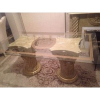 Marmor Esstisch Glastisch, Säulentisch, Designertisch Wohnzimmertisch Kanzleitisch, Praxistisch 100% Handgefertigt Antik Stil Retro Medusa Mäande...