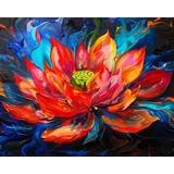 TISHIRON Lotus Malen nach Zahlen Erwachsene, Rote Lotus Elefanten Malen nach Zahlen, Malen nach Zahlen de Pinsel und Acrylfarbe, 16X20 Inch Flammen Malen nach Zahlen Erwachsene Familie Freunde