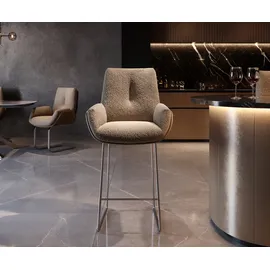 DeLife Barstuhl Clea-Flex Materialmix Schlamm Kufengestell Edelstahl, Barstühle