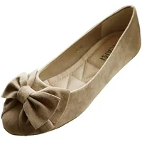 Ballerinas Damen Mit Schleife, Sneaker Damen Elegante Schlupfschuhe Slip On Barfußschuhe Flach Klassisch Ballettschuhe Weiche Fußbett Tanzschuhe Wildleder Loafers Halbschuhe Sommer Barfußschuhe - 40 EU