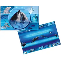 Herma 19087 Schreibtischunterlagen Tiere Delfin, 3 Stück, abwischbare Kinder Schreibunterlagen aus Karton, 55 x 35 cm, beidseitiges Motiv Tischunterlagen Set für Mädchen & Jungen