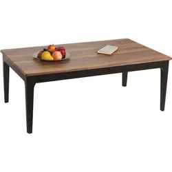 Couchtisch HWC-M55, Beistelltisch Sofatisch Massiv-Holz HDF Laminat Melamin 46x120x70cm Sheesham Holz-Optik dunkle Beine